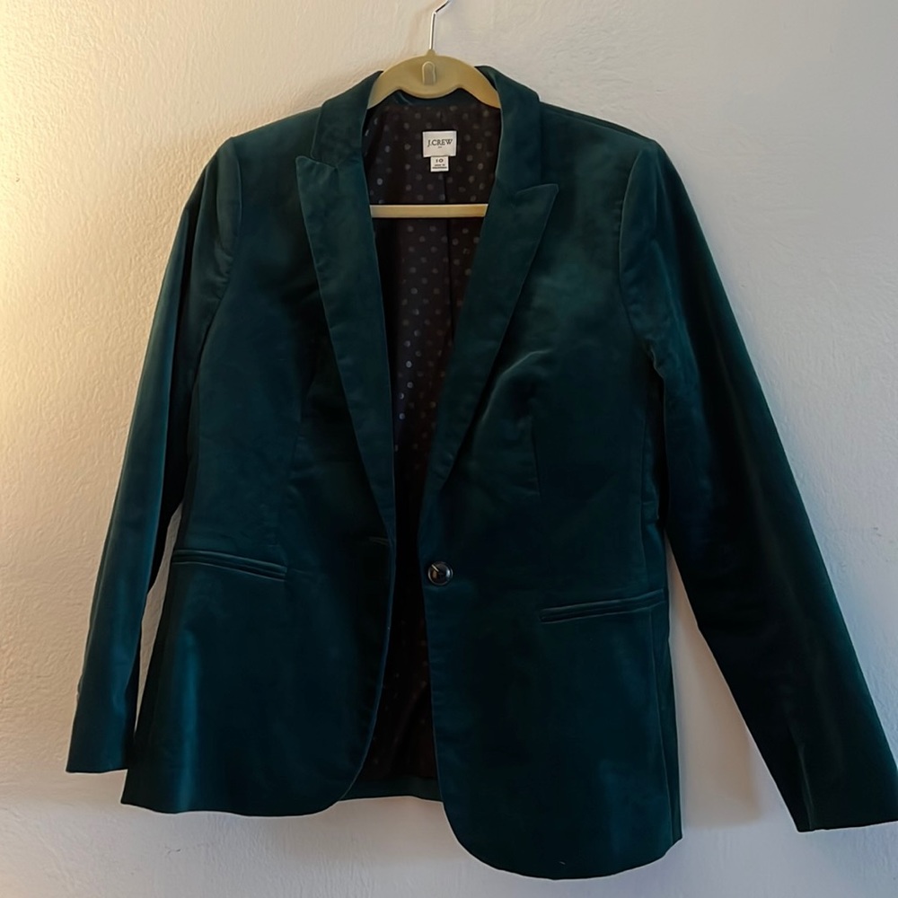 J. CREW green velvet blazer
